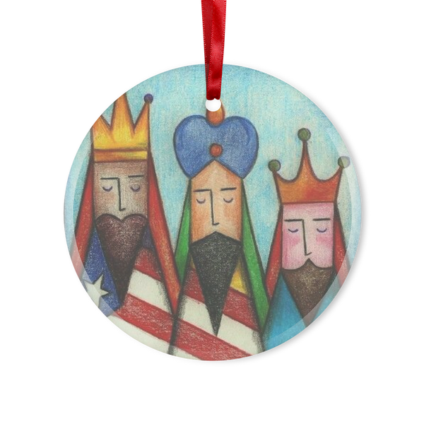 Los Tres Reyes Magos PR Glass Hanging Ornament