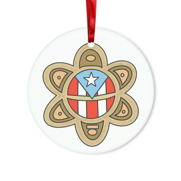 Sol Taino PR flag Glass Hanging Ornament