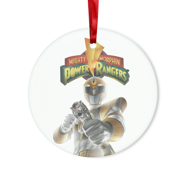 White Ranger Glass Hanging Ornament