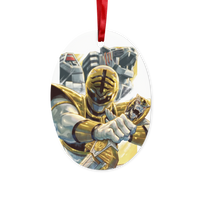 White Ranger and TigerZord Ceramic Hanging Ornament