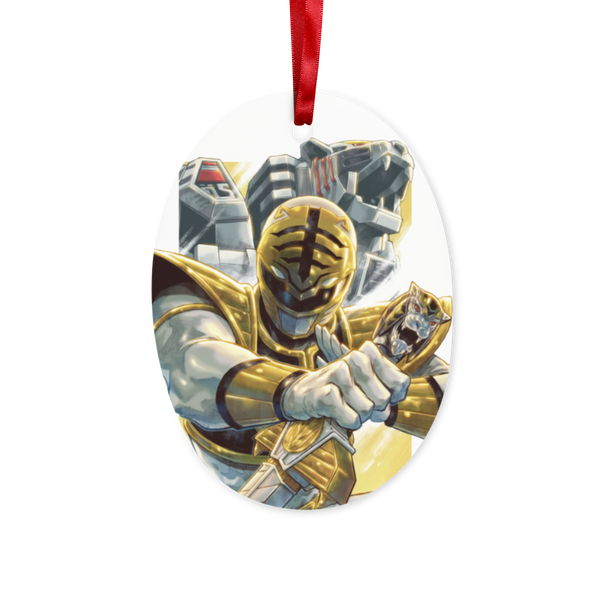 White Ranger and TigerZord Ceramic Hanging Ornament