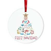 Feliz Navidad Glass Hanging Ornament