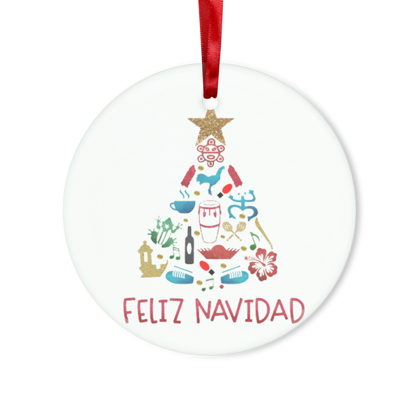 Feliz Navidad Glass Hanging Ornament