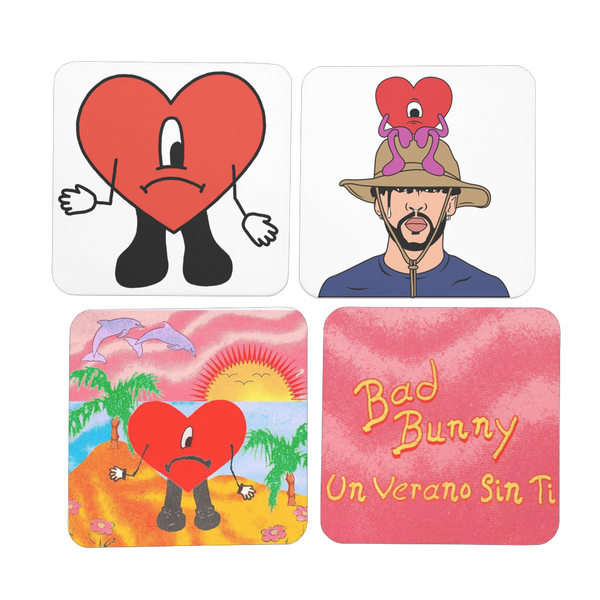 Un Verano sin ti heart Hardboard Coaster Set of 4