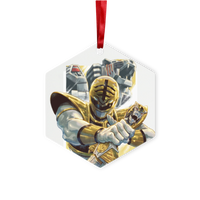 White Ranger and TigerZord Metal Hanging Ornament