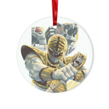 White Ranger and TigerZord Glass Hanging Ornament